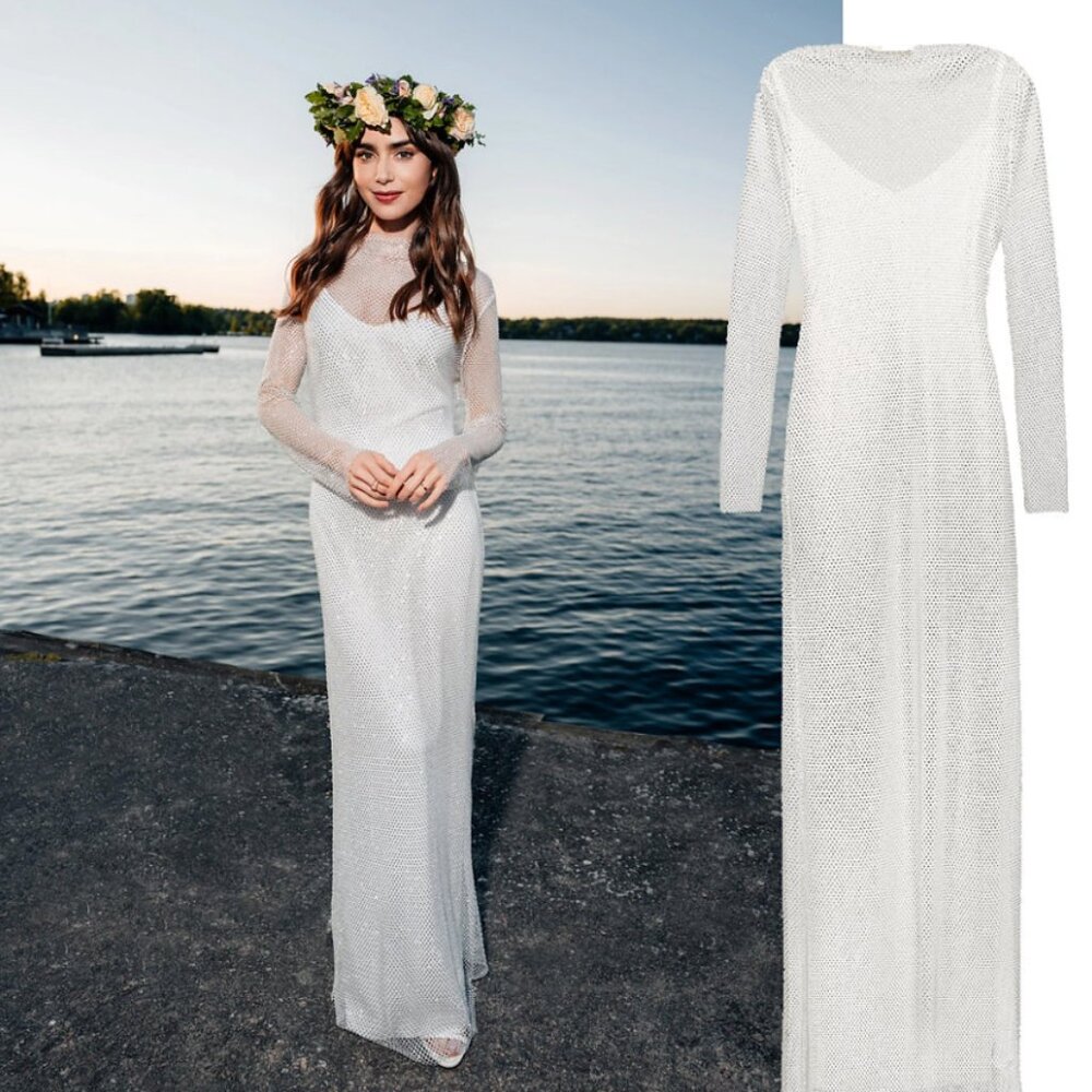 Max Mara Rhinestone-Mesh Layered Maxi Dress